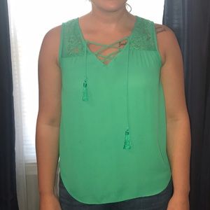 Green blouse tank top